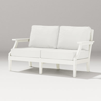 PW Designer Series Estate Loveseat in Vintage White / Natural Linen