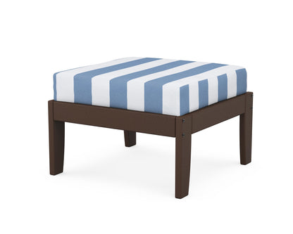 Unbranded Modular Ottoman - Classic in Mahogany / Cabana Stripe Sky Blue