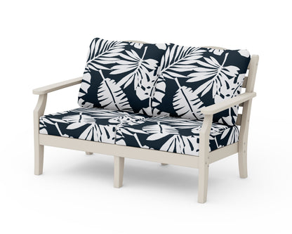 Draper James™ by  POLYWOOD® Savannah Deep Seating Loveseat in Sand / Leaf Marine Indigo