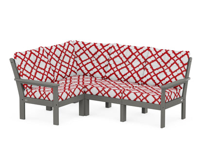 POLYWOOD® Vineyard 4-Piece Sectional in Slate Grey / Trellis Crimson