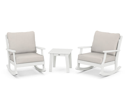 POLYWOOD® Braxton 3-Piece Deep Seating Rocker Set in White / Cast Ash