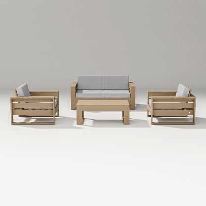 PW Designer Series Latitude 4-Piece Lounge Loveseat Set in Vintage Sahara / Granite