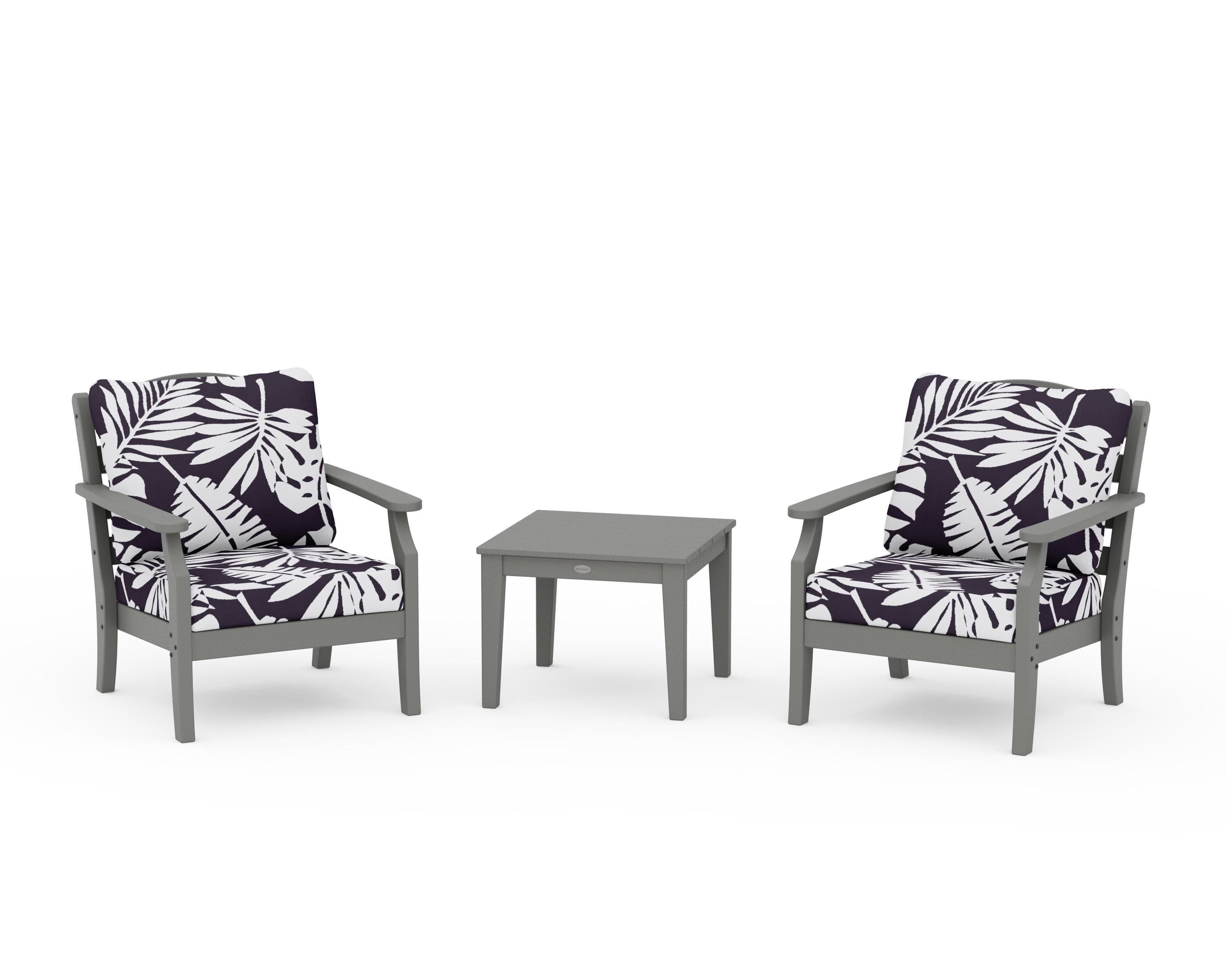 Draper James™ by  POLYWOOD® Savannah 3-Piece Deep Seating Set in Slate Grey / Leaf Navy