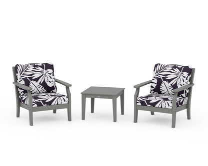Draper James™ by  POLYWOOD® Savannah 3-Piece Deep Seating Set in Slate Grey / Leaf Navy