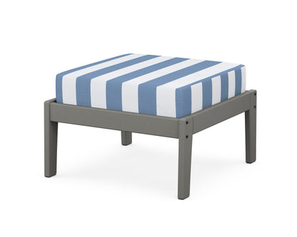 Unbranded Deep Seating Ottoman in Slate Grey / Cabana Stripe Sky Blue