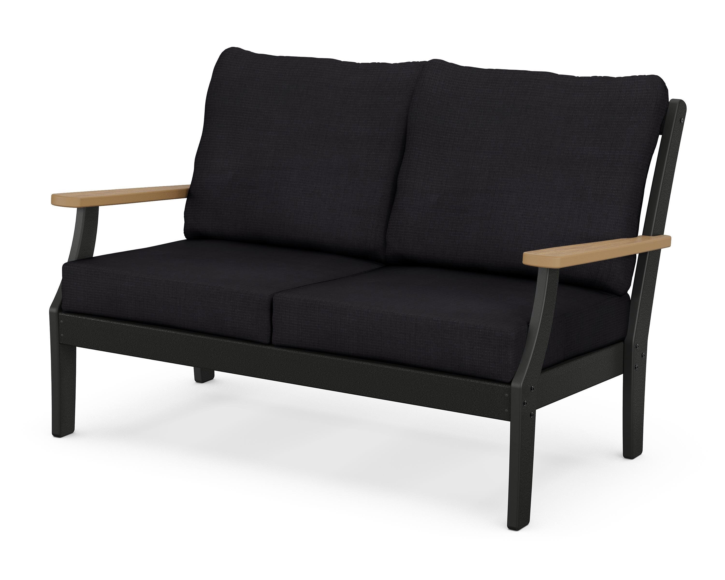 POLYWOOD® Braxton Deep Seating Loveseat in Black / Natural / Midnight Linen