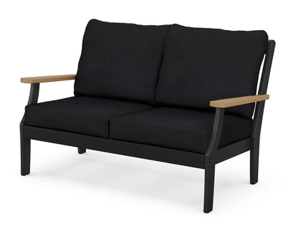 POLYWOOD® Braxton Deep Seating Loveseat in Black / Natural / Midnight Linen
