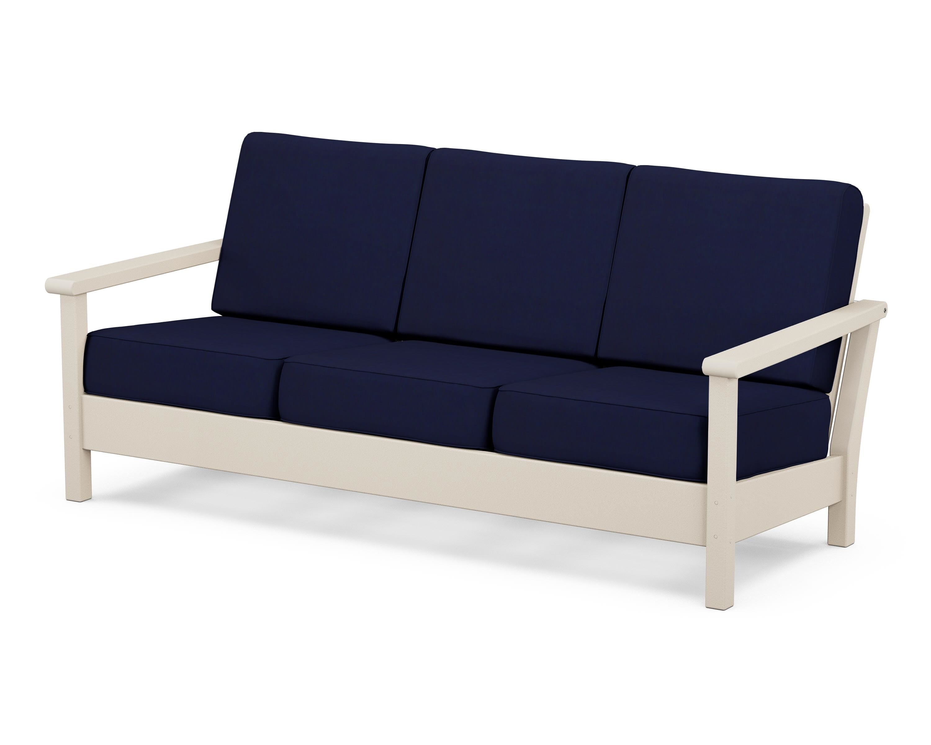 POLYWOOD® Harbour Deep Seating Sofa in Sand / Navy