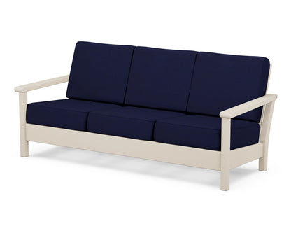 POLYWOOD® Harbour Deep Seating Sofa in Sand / Navy