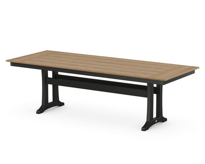 POLYWOOD® Farmhouse Trestle 38" x 96" Dining Table in Black / Natural