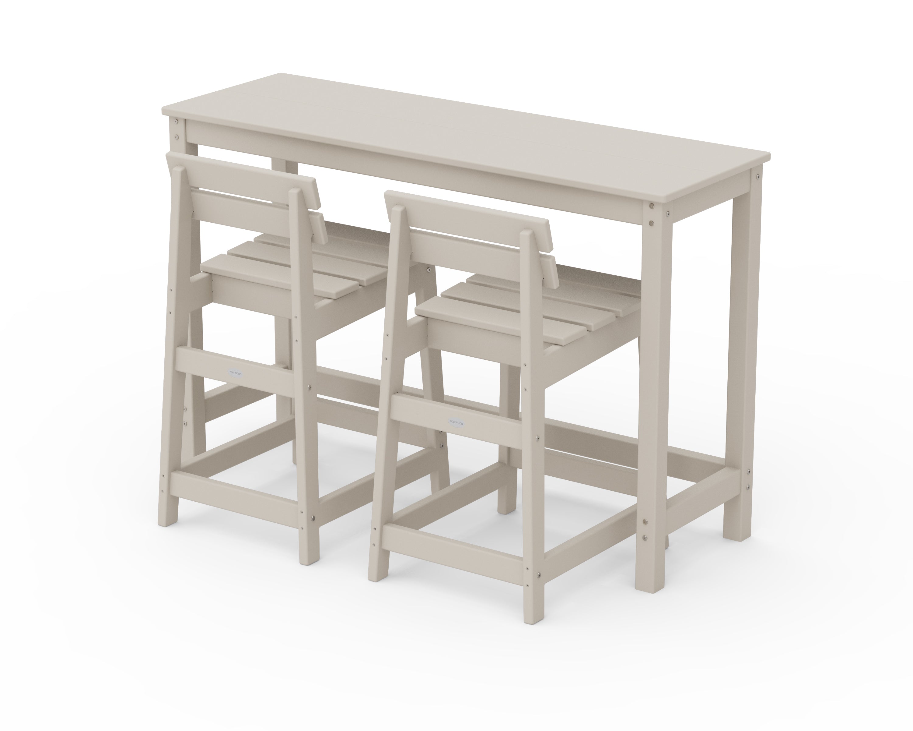 POLYWOOD® Modern Studio Plaza Lowback Counter Chair 3-Piece Balcony Set in Sand