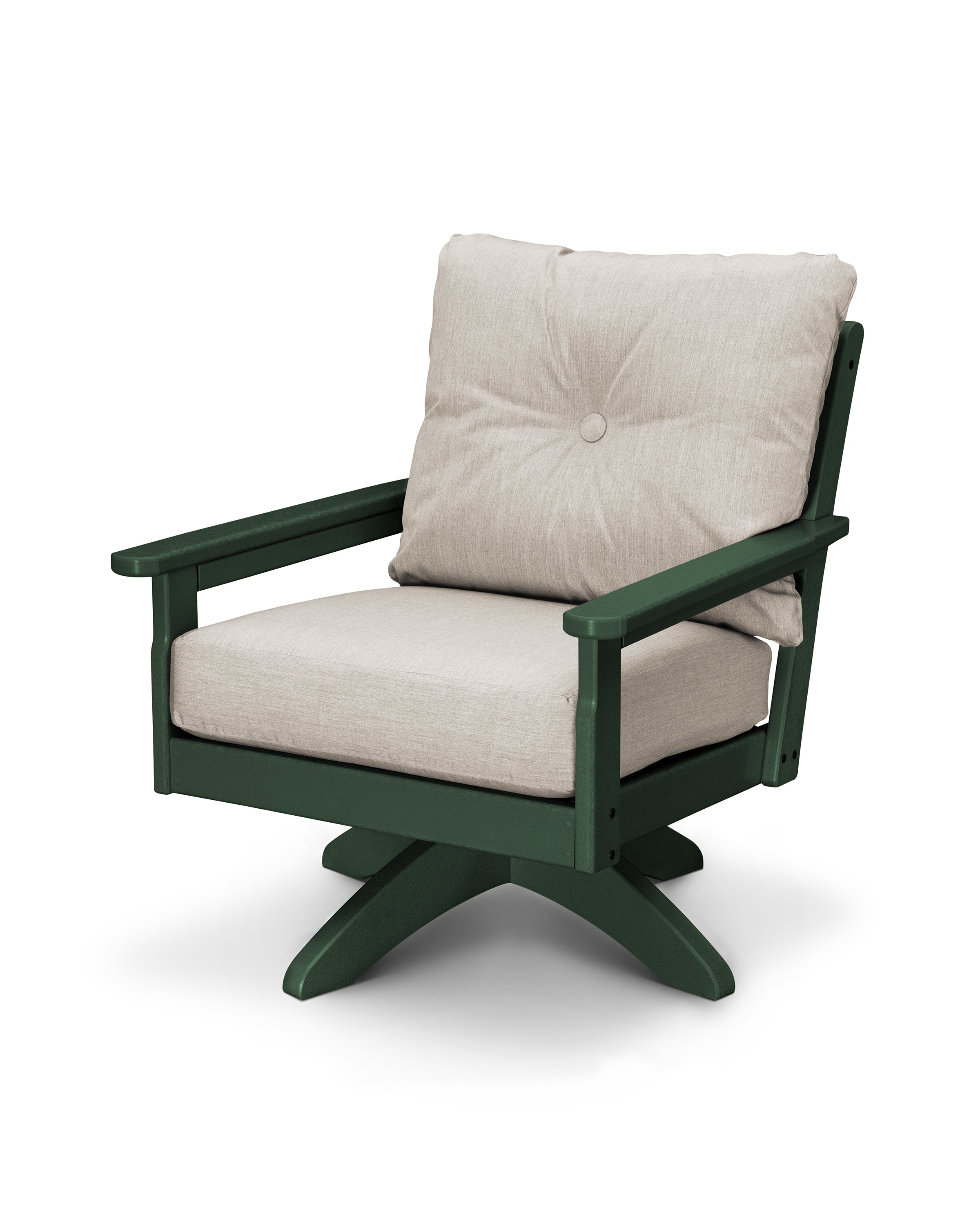 POLYWOOD® Vineyard Deep Seating Swivel Chair in Green / Cast Ash