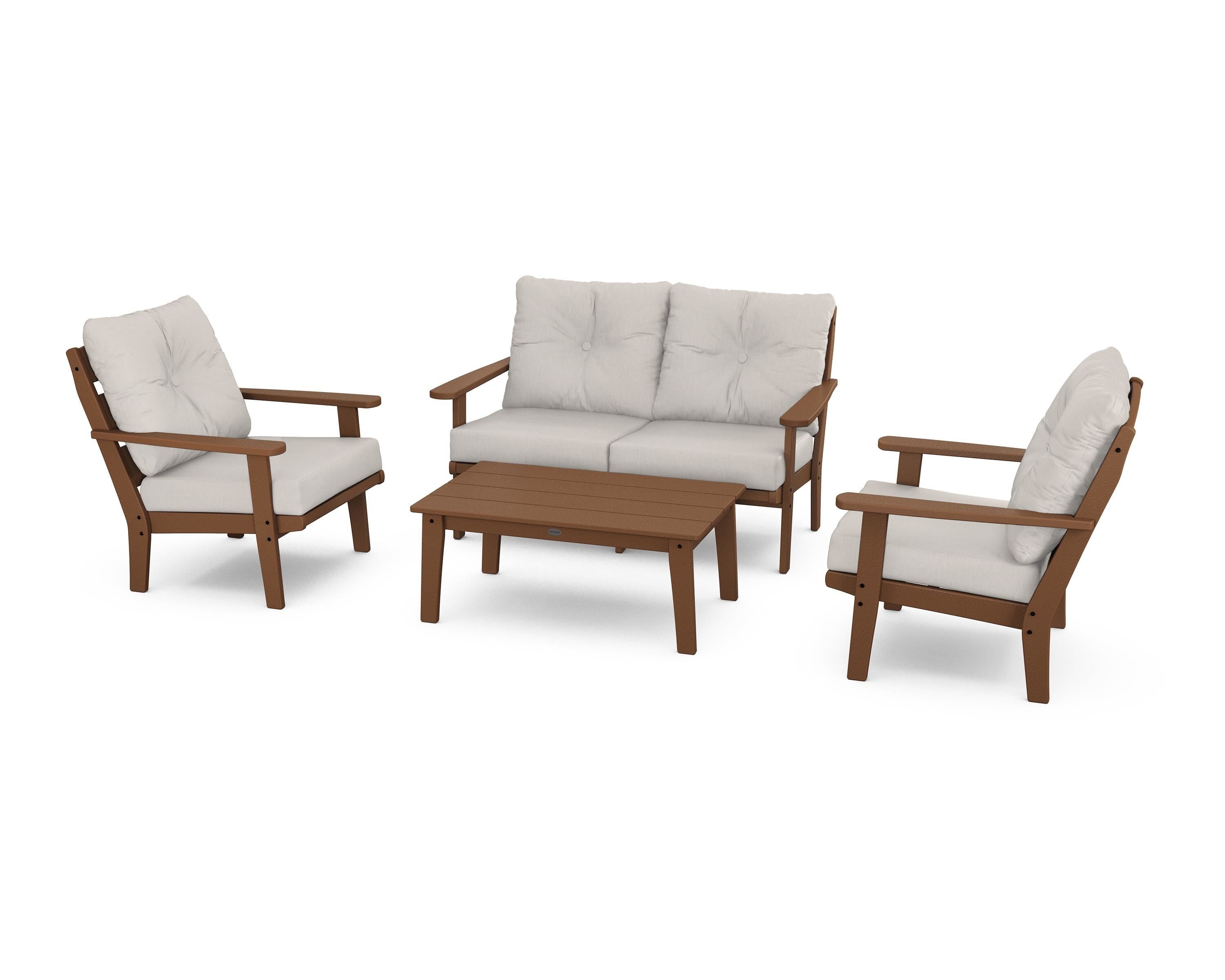 POLYWOOD® Lakeside 4-Piece Deep Seating Set in Teak / Cast Ash