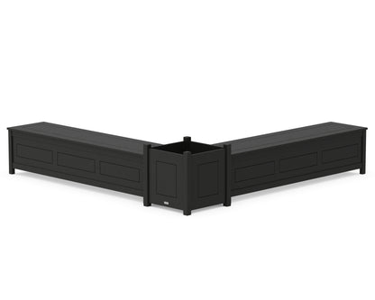 Country Living 72" Country Living L- Shaped Planter Storage Bench Set- Large in Black