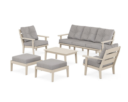 POLYWOOD® Lakeside 6-Piece Lounge Sofa Set in Sand / Grey Mist