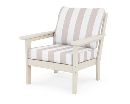Country Living Cottage Deep Seating Chair in Sand / Cabana Stripe Dune Burlap