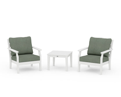 Draper James™ by  POLYWOOD® Savannah 3-Piece Deep Seating Set in White / Cast Sage