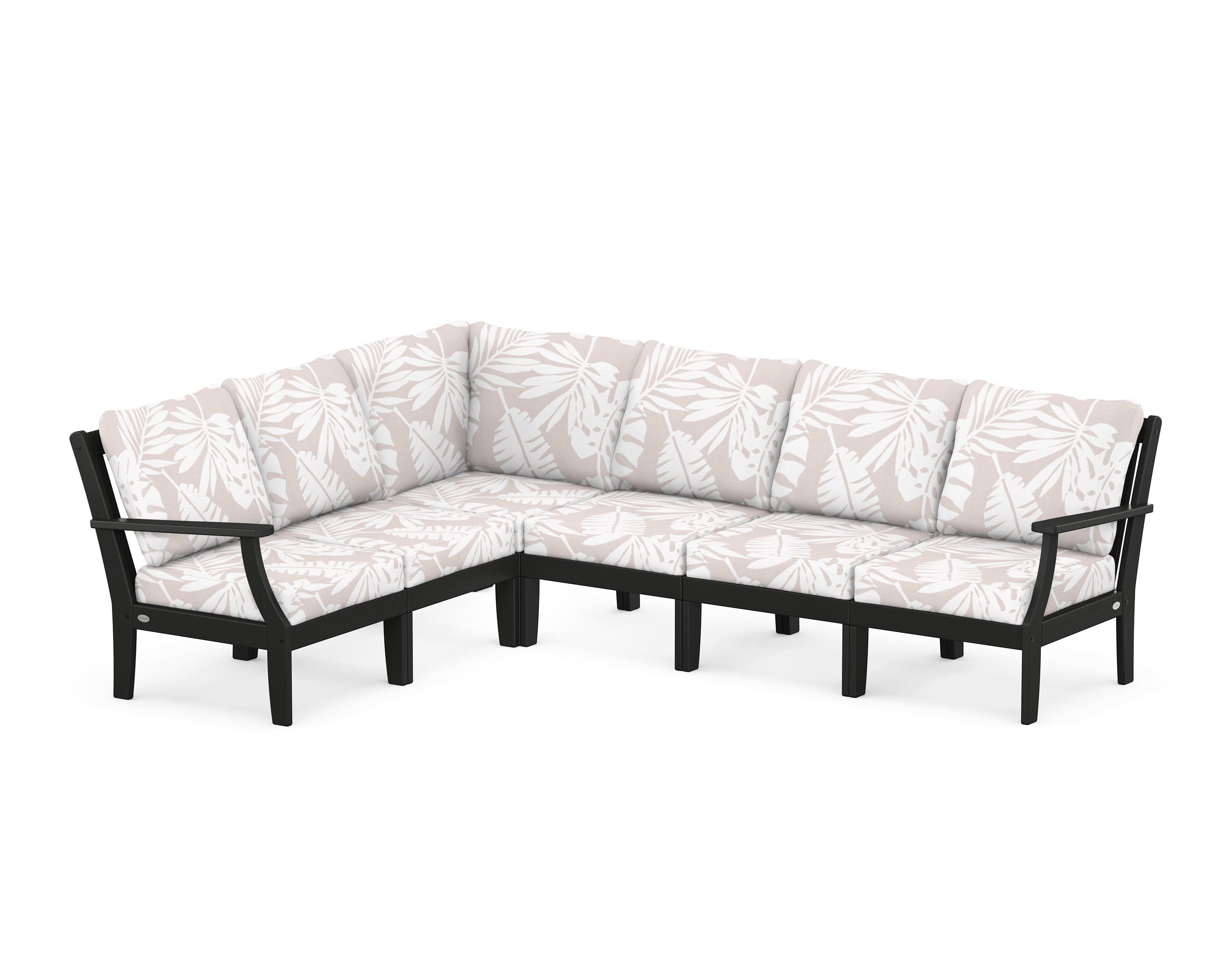 POLYWOOD® Braxton Modular 6-Piece Deep Seating Set in Black / Leaf Dune Burlap