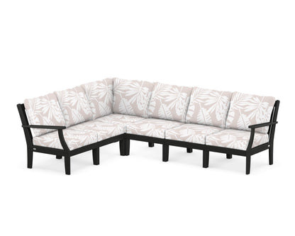 POLYWOOD® Braxton Modular 6-Piece Deep Seating Set in Black / Leaf Dune Burlap