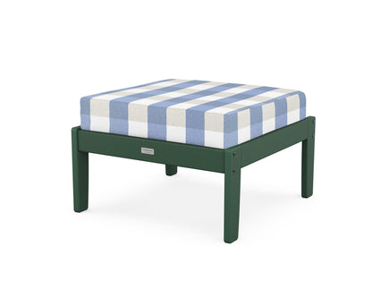 Country Living Cottage Deep Seating Ottoman in Green / Buffalo Plaid Sky Blue