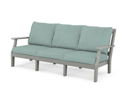 Martha Stewart by POLYWOOD® Chinoiserie Deep Seating Sofa in Slate Grey / Glacier Spa