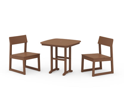 POLYWOOD® EDGE Side Chair 3-Piece Dining Set in Teak
