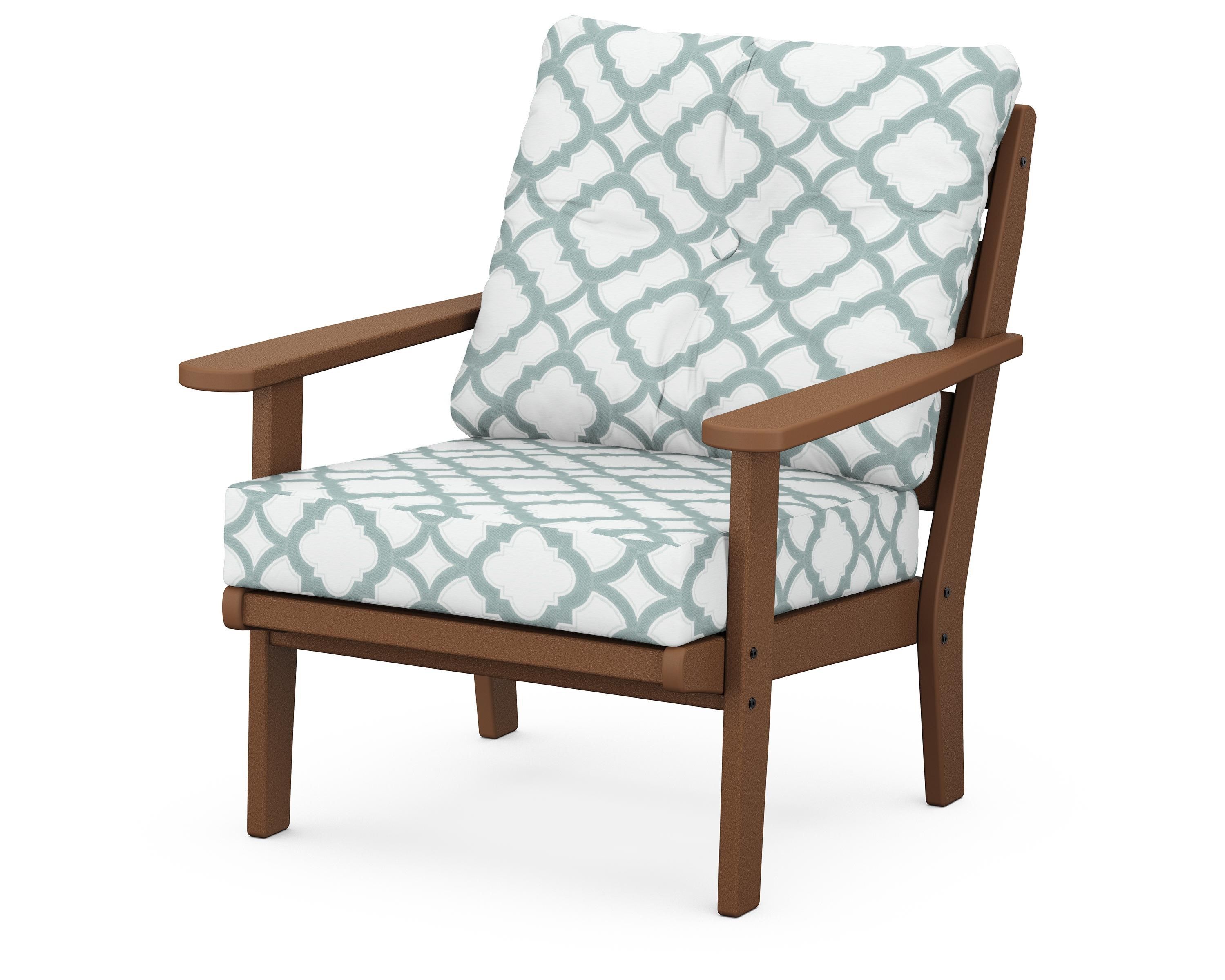 POLYWOOD® Lakeside Deep Seating Chair in Teak / Trellis Glacier Spa