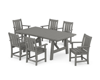 POLYWOOD® Oxford Arm Chair 7-Piece Rustic Farmhouse Dining Set in Slate Grey