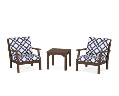 Martha Stewart by POLYWOOD® Chinoiserie 3-Piece Deep Seating Set in Mahogany / Trellis Navy