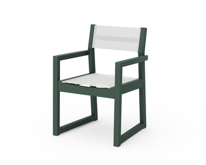 POLYWOOD® EDGE Sling Dining Arm Chair in Green / White Sling