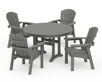 POLYWOOD® Seashell 5-Piece Round Dining Set with Trestle Legs in Slate Grey