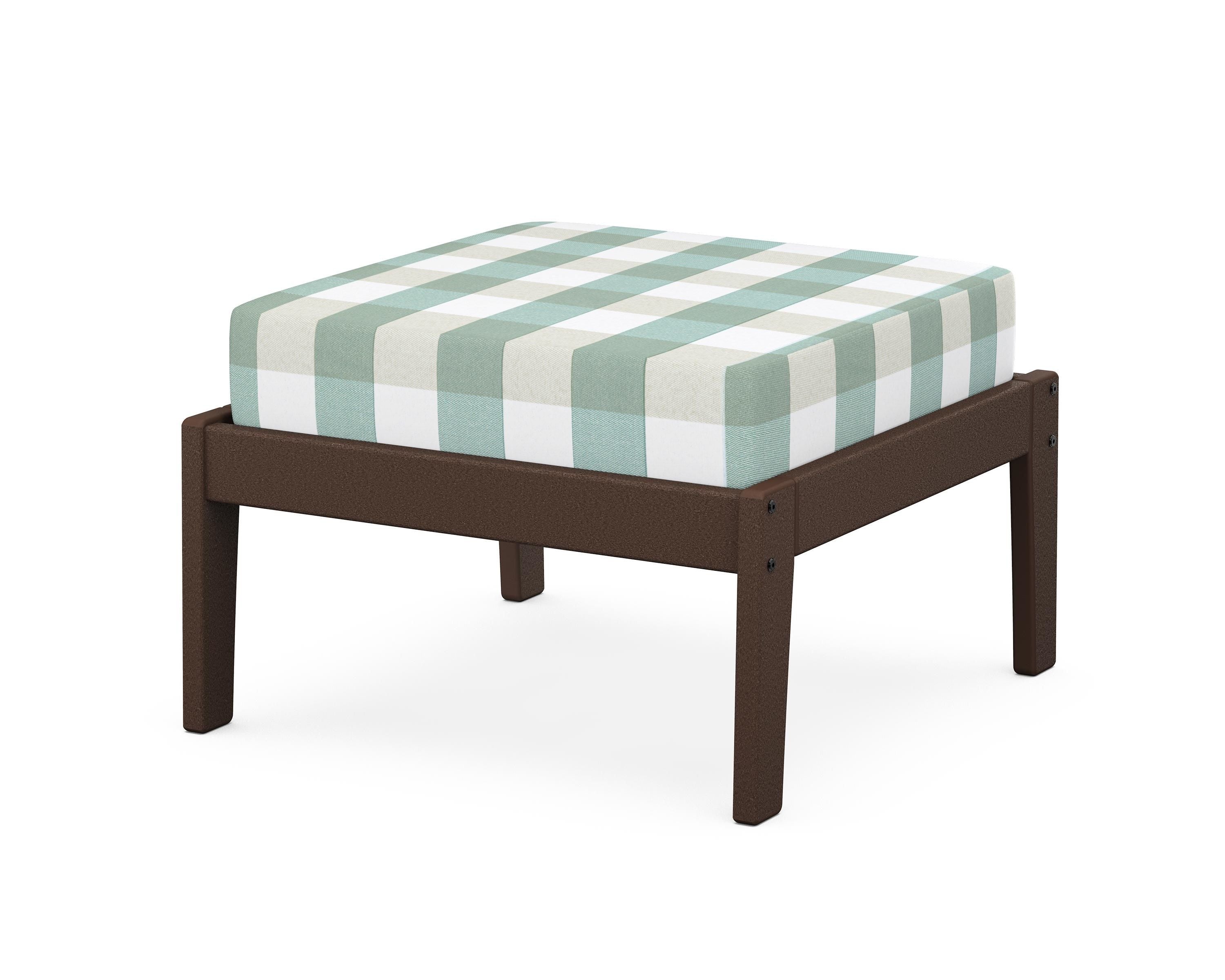 Unbranded Deep Seating Ottoman in Mahogany / Buffalo Plaid Glacier Spa