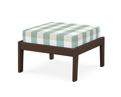 Unbranded Deep Seating Ottoman in Mahogany / Buffalo Plaid Glacier Spa
