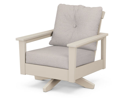 POLYWOOD® Prescott Deep Seating Swivel Chair in Sand / Dune Burlap