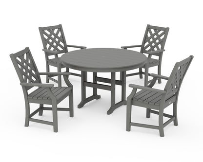 Country Living Wovendale 5-Piece Round Farmhouse Dining Set in Slate Grey