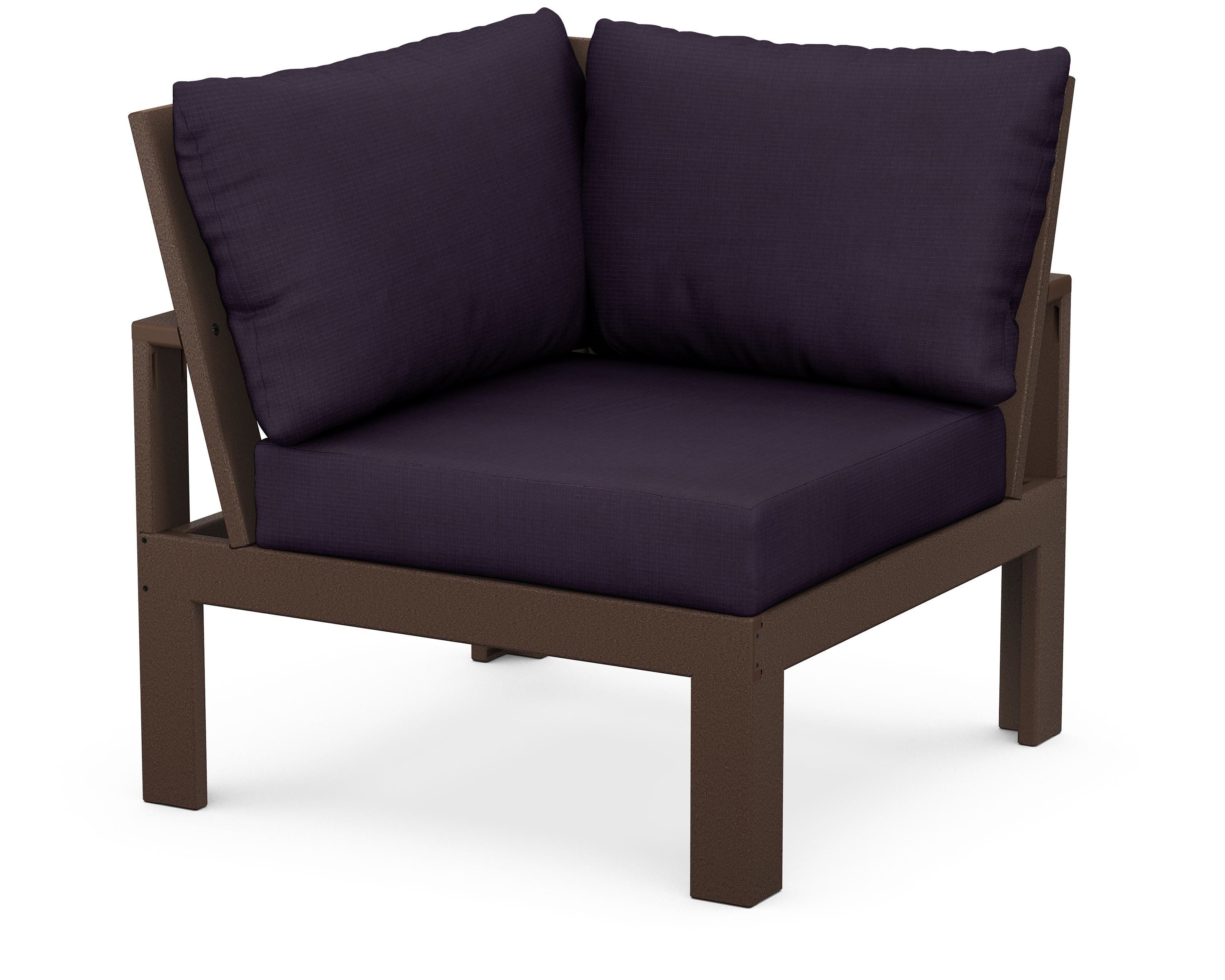 Unbranded Modular Corner Chair in Mahogany / Navy Linen