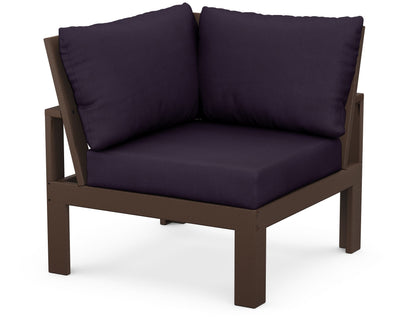 Unbranded Modular Corner Chair in Mahogany / Navy Linen