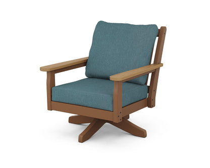 POLYWOOD® Chippendale Deep Seating Swivel Chair in Teak / Natural / Ocean Teal