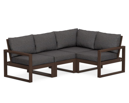 POLYWOOD® EDGE 4-Piece Modular Deep Seating Set in Mahogany / Ash Charcoal