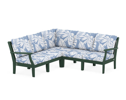 POLYWOOD® Braxton Modular 5-Piece Deep Seating Set in Green / Leaf Sky Blue