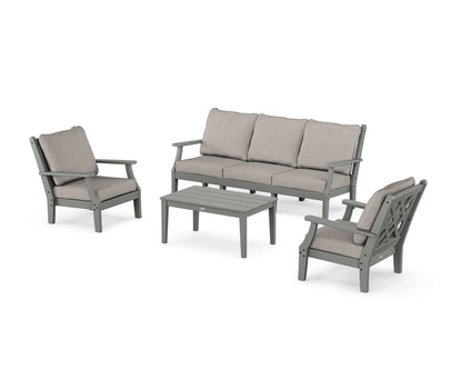 Country Living Wovendale 4-Piece Deep Seating Set with Sofa in Slate Grey / Weathered Tweed