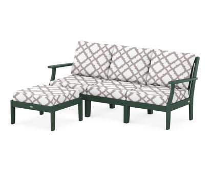 POLYWOOD® Braxton Modular 4-Piece Deep Seating Set with Ottoman in Green / Trellis Grey Mist