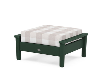 POLYWOOD® Prescott Deep Seating Ottoman in Green / Buffalo Plaid Dune Burlap