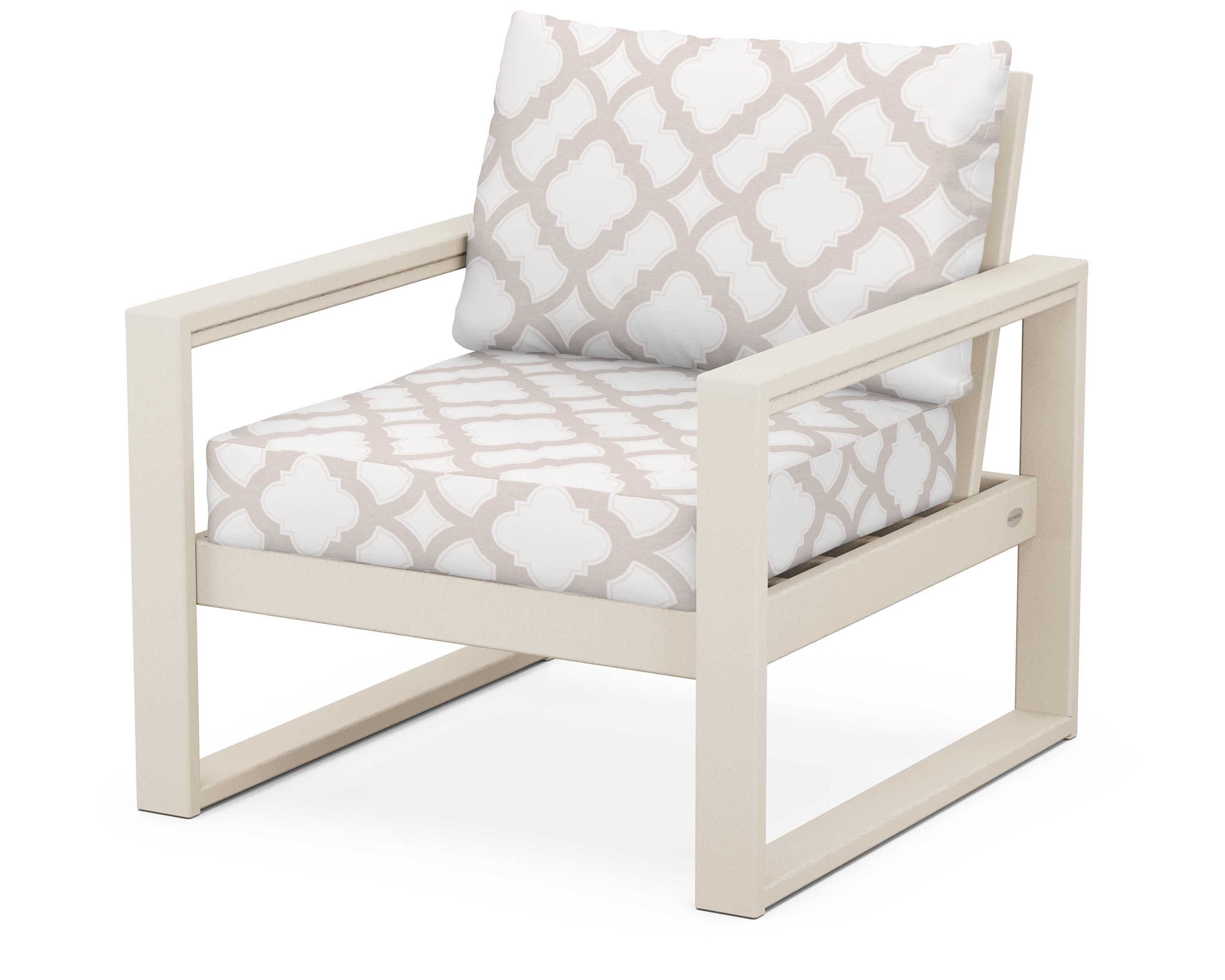 POLYWOOD® EDGE Club Chair in Sand / Trellis Dune Burlap