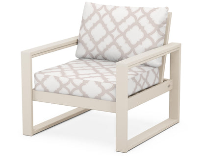 POLYWOOD® EDGE Club Chair in Sand / Trellis Dune Burlap