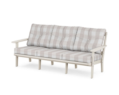 POLYWOOD® Prairie Deep Seating Sofa in Sand / Buffalo Plaid Dune Burlap