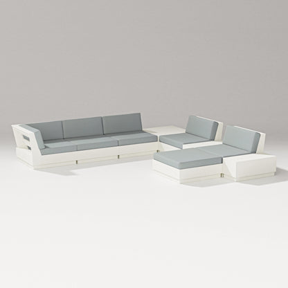 PW Designer Series Elevate 9-Piece Conversation Sectional in Vintage White / Spa