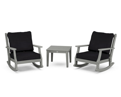 Country Living Wovendale 3-Piece Deep Seating Rocker Set in Slate Grey / Midnight Linen