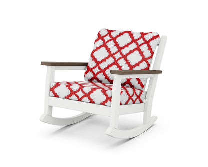 POLYWOOD® Chippendale Deep Seating Rocking Chair in White / Kona / Trellis Crimson