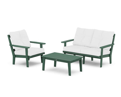 POLYWOOD® Prairie 3-Piece Deep Seating Set with Loveseat in Green / Natural